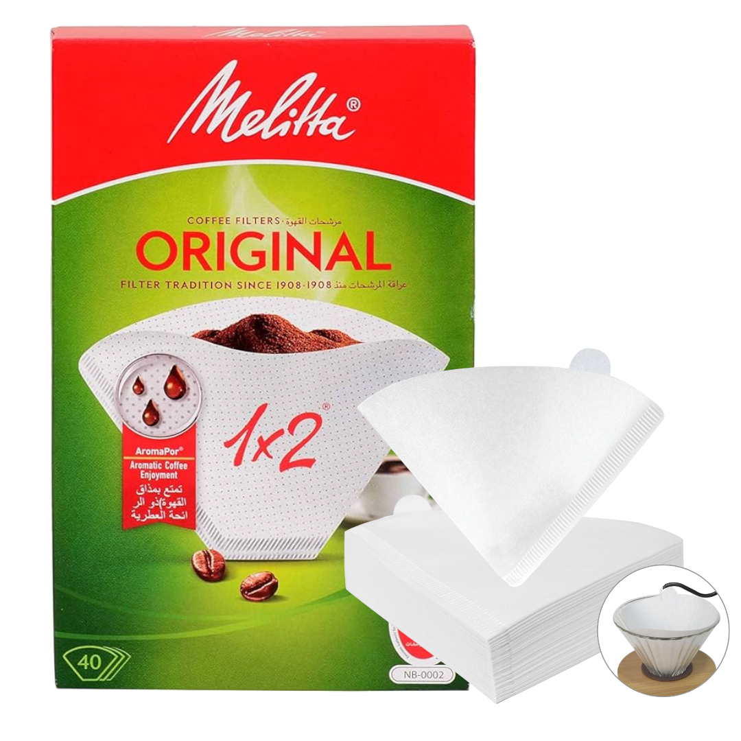 Melitta White Paper Coffee Filters Original 1x2 - 40Pcs