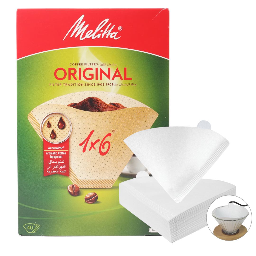 Melitta White Paper Coffee Filters Original 1x6 - 40Pcs
