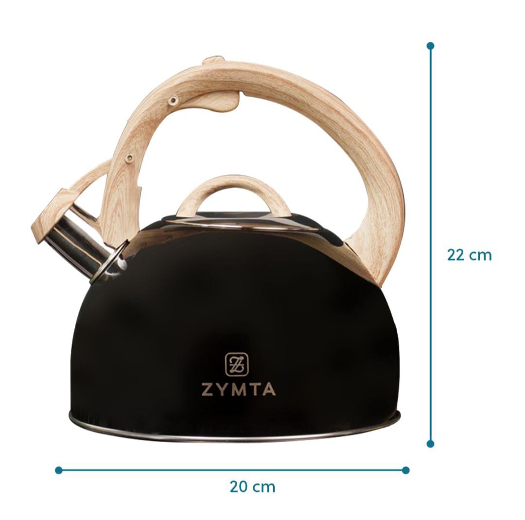 2.5 L Whistling Stainless Steel Zymta Teapot With Ergonomic Handle - Black -- Price Does Not Include VAT