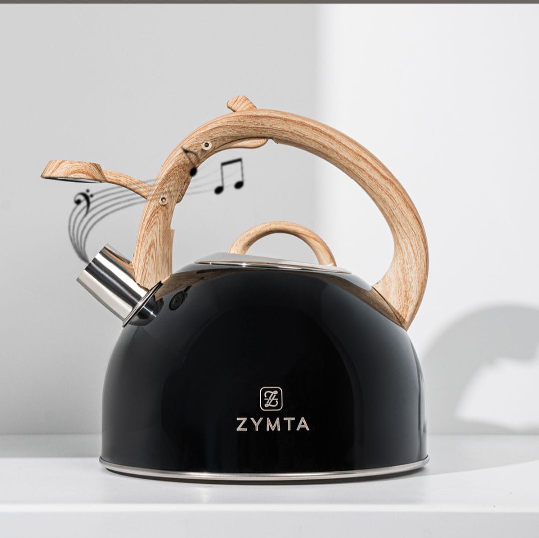 2.5 L Whistling Stainless Steel Zymta Teapot With Ergonomic Handle - Black -- Price Does Not Include VAT