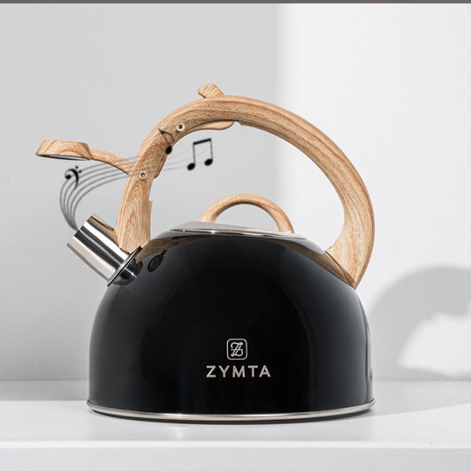 2.5 L Whistling Stainless Steel Zymta Teapot With Ergonomic Handle - Black -- Price Does Not Include VAT