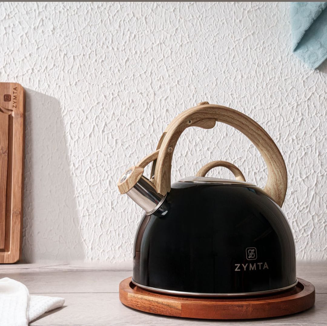 2.5 L Whistling Stainless Steel Zymta Teapot With Ergonomic Handle - Black -- Price Does Not Include VAT