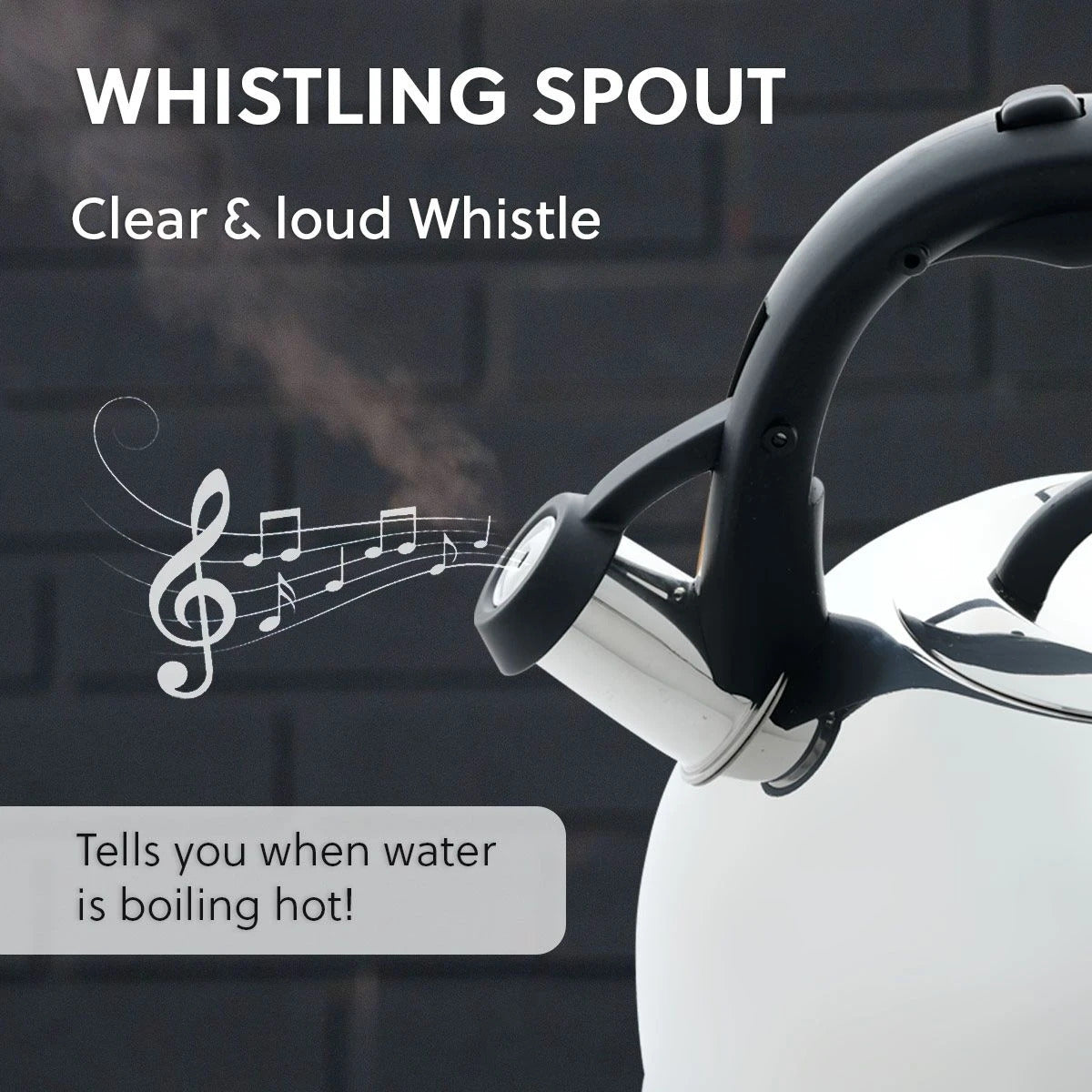 2.5 L Whistling Stainless Steel Zymta Teapot With Ergonomic Handle - Silver - Price does not include VAT