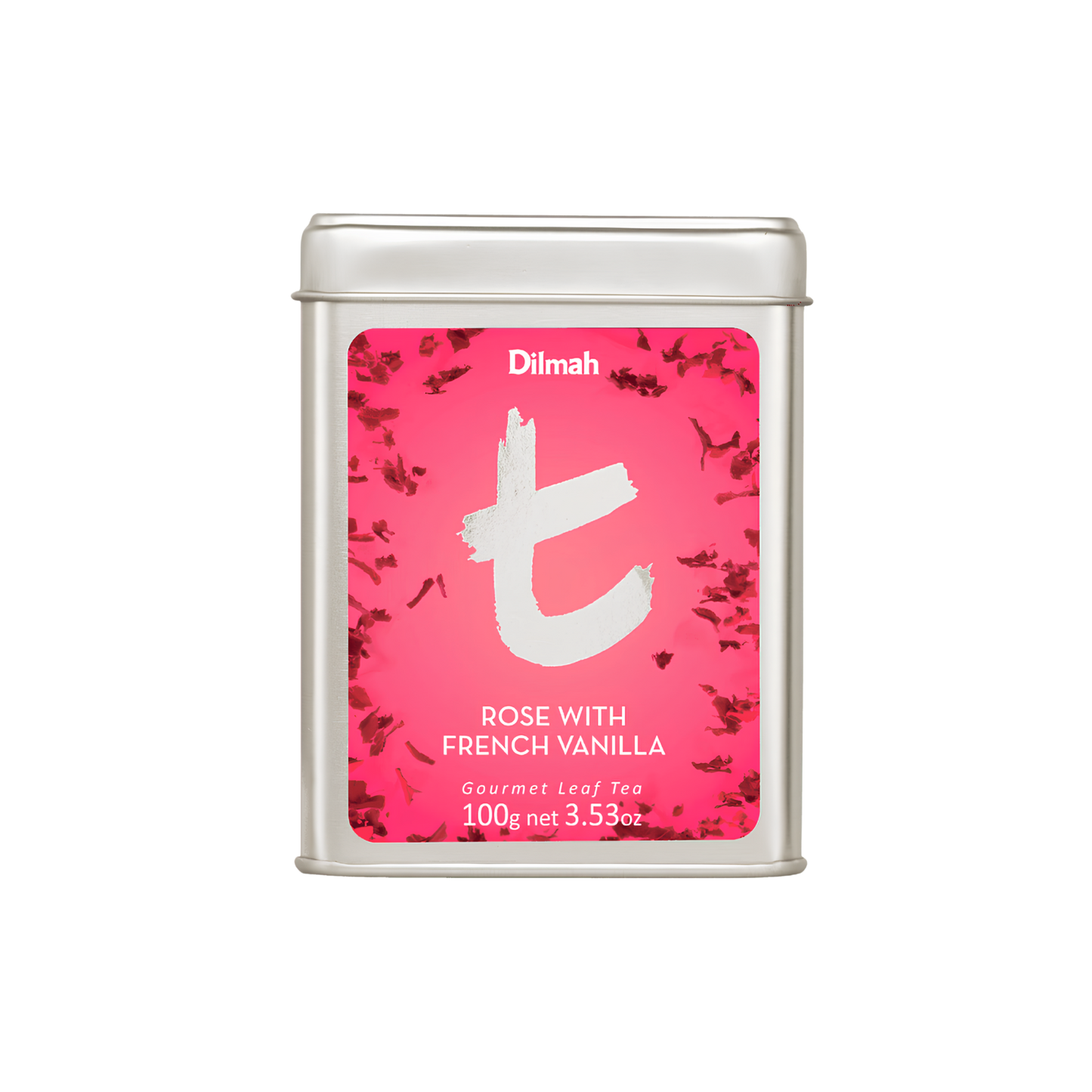 Dilmah t-Series Rose with French Vanilla Ceylon Black Tea Tin Caddy-100g (Tea Bags)