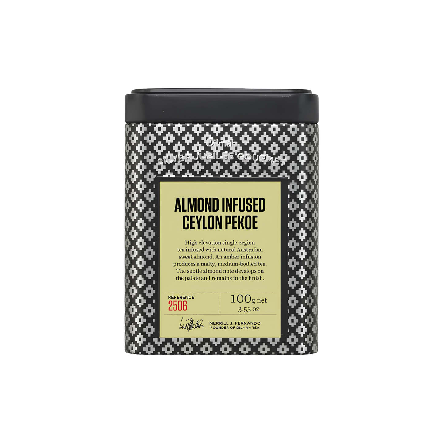 Dilmah Silver Jubilee Almond Infused Ceylon Pekoe – 100g tin caddy