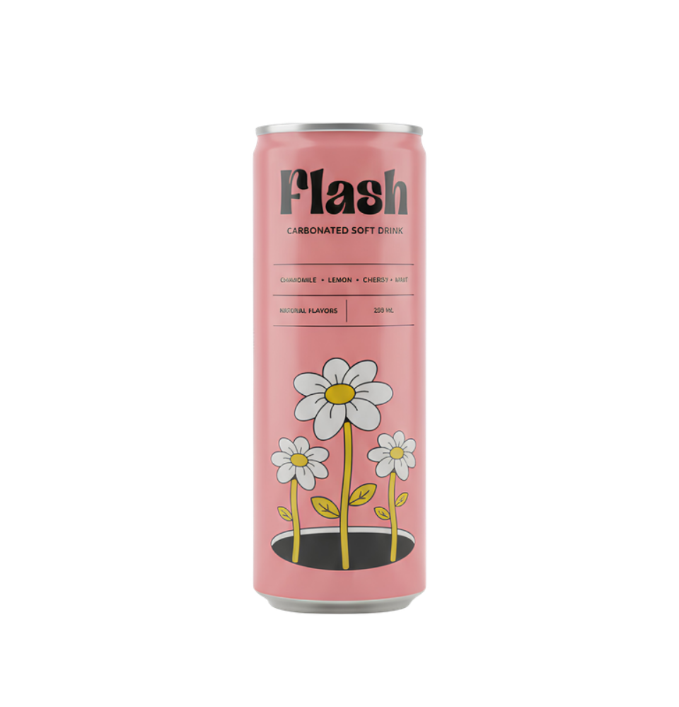 Flash Carbonated Soft Drink (Chamomile, Lemon, Cherry & Mint) 250ml - Per Box