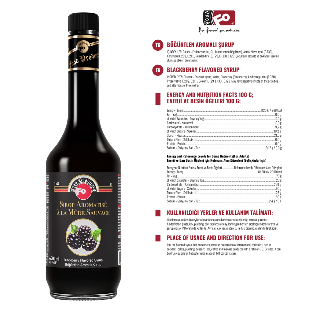 FO Blackberry Flavored Cocktail Syrup 700ml