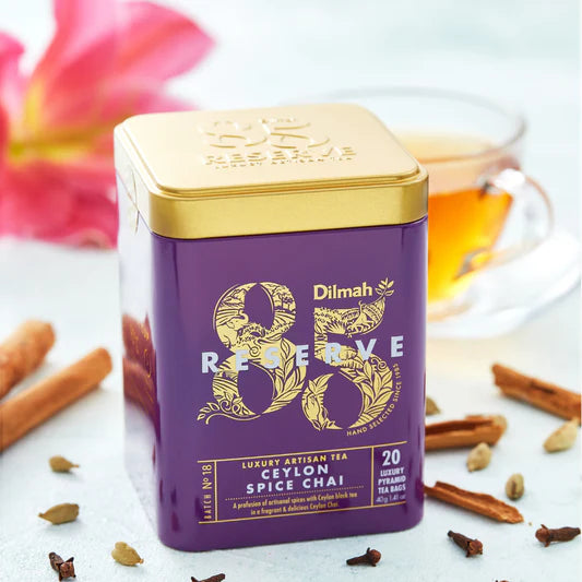 Dilmah 85 Reserve Ceylon Spice Chai Black Tea Tin Caddy