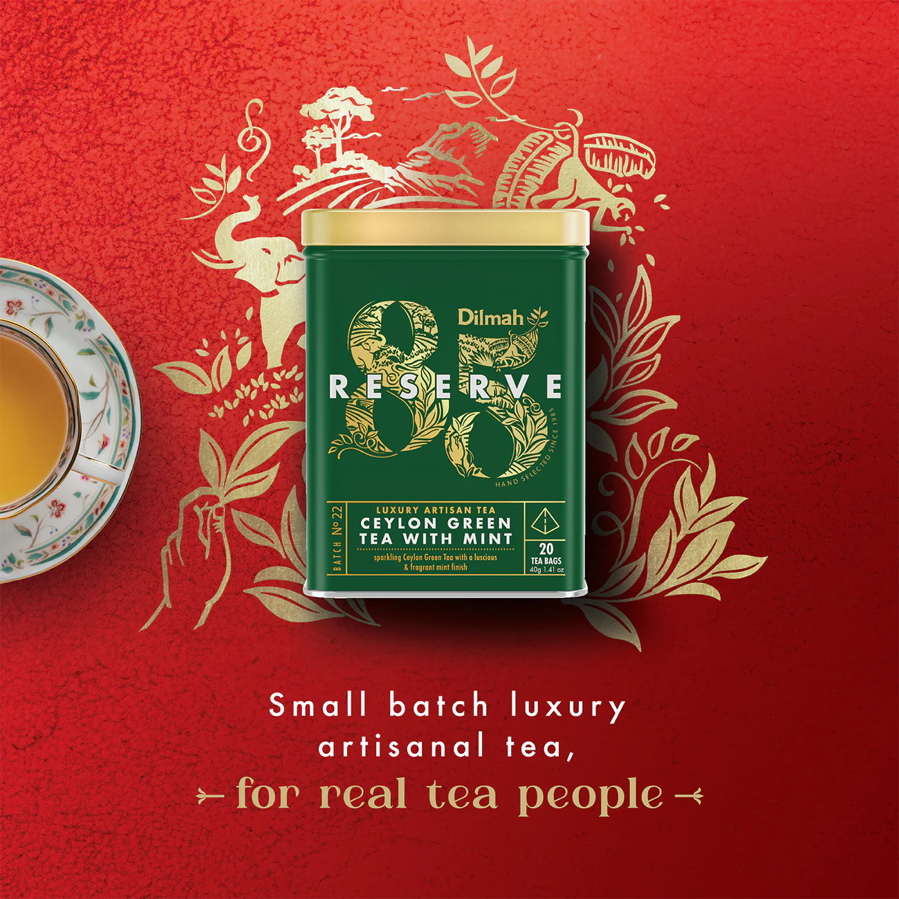 Dilmah 85 Reserve Ceylon Green Tea with Mint Tin Caddy